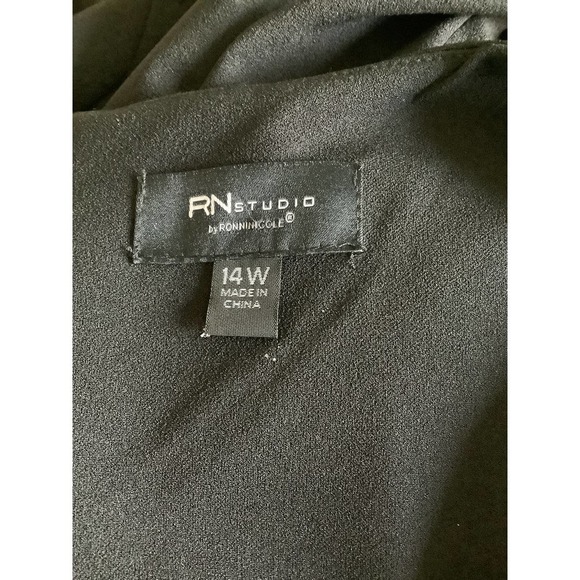 RN STUDIO by RONNINICOLE BLACK STRETCH COLD SHOULDER DRESS 14W - Picture 6 of 7